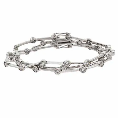 925 Sterling Silver CZ Three Strand Bracelet - Grocery