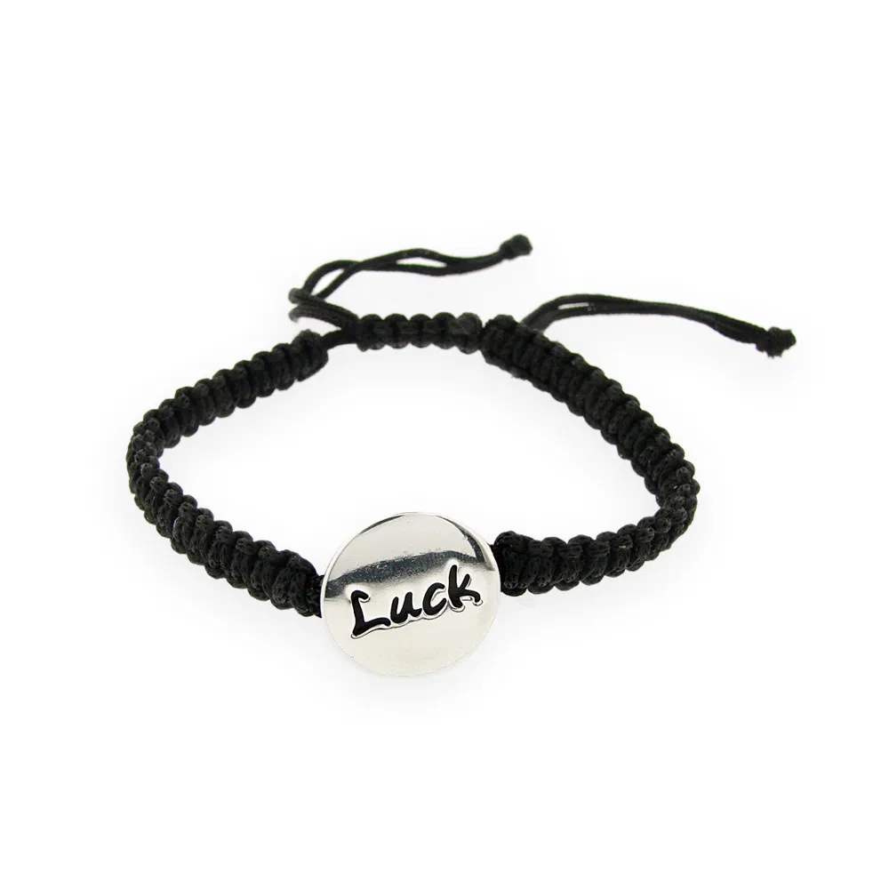 Sterling Silver Circle LUCK Adjustable Weave Bracelet - Grocery