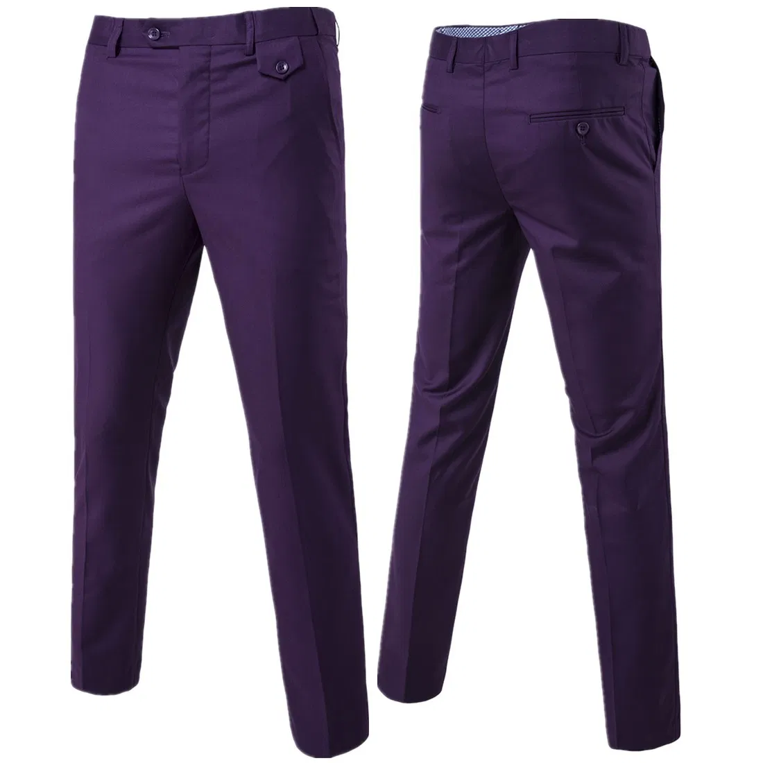 Mens Classic Slim Fit Stretch Flat Front Slacks Dress Pants - Grocery