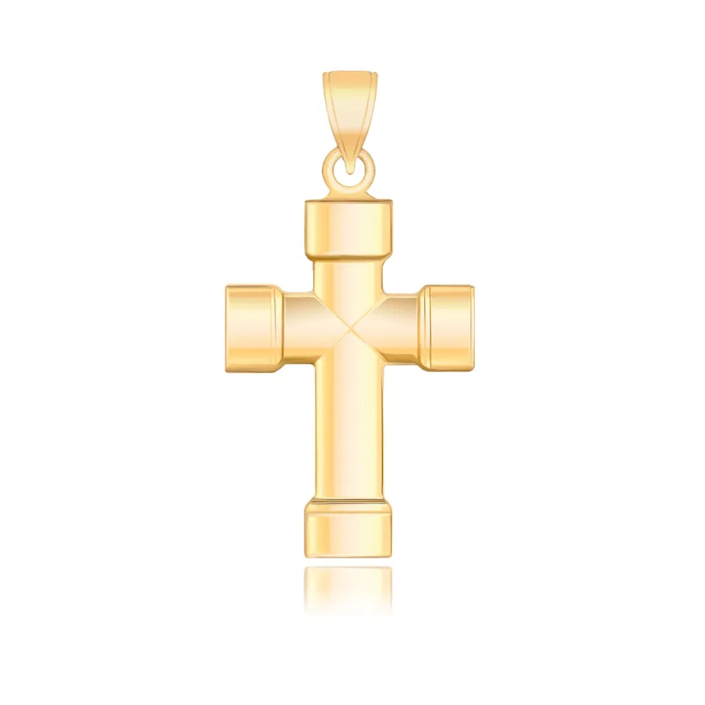 14k Yellow Gold Cross Pendant with Block Like Ends - Grocery