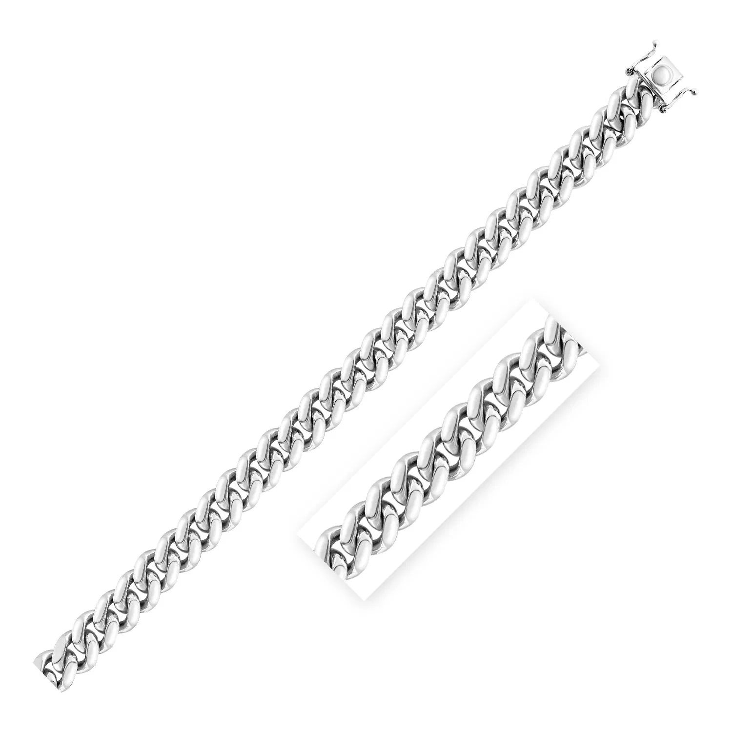Sterling Silver Rhodium Plated Miami Cuban Chain 9.8mm - Grocery