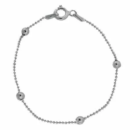 Sterling Silver Beaded Anklet - Grocery