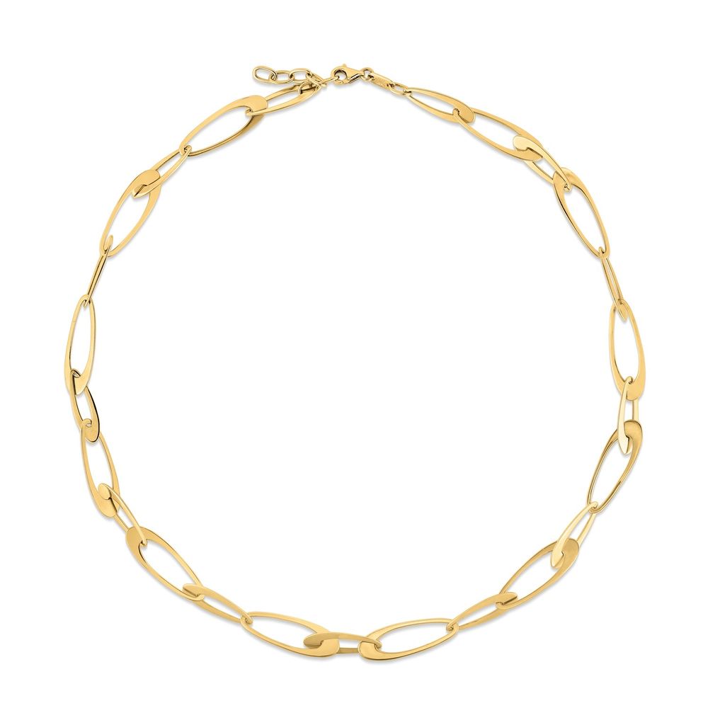 14K Yellow Gold Italian Oval Links Necklace - Grocery