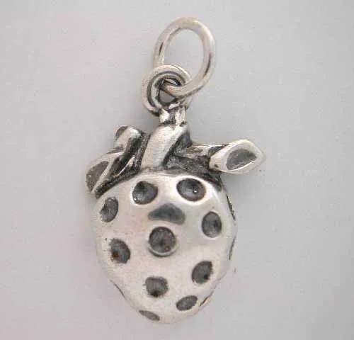 Silver STRAWBERRY CHARM charms Cute - Grocery