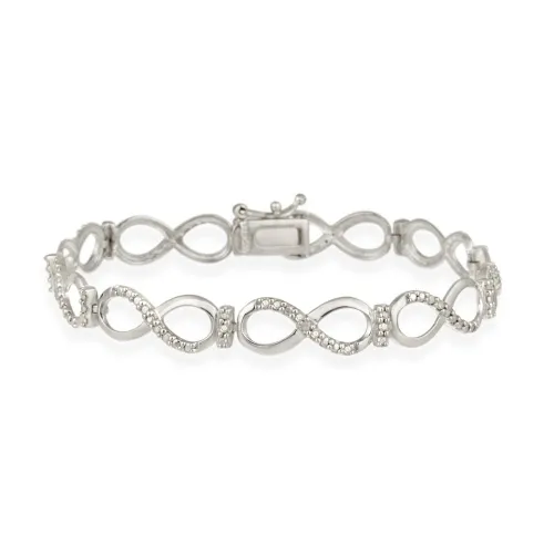 Sterling Silver Diamond Accent Infinity Link Bracelet - Grocery