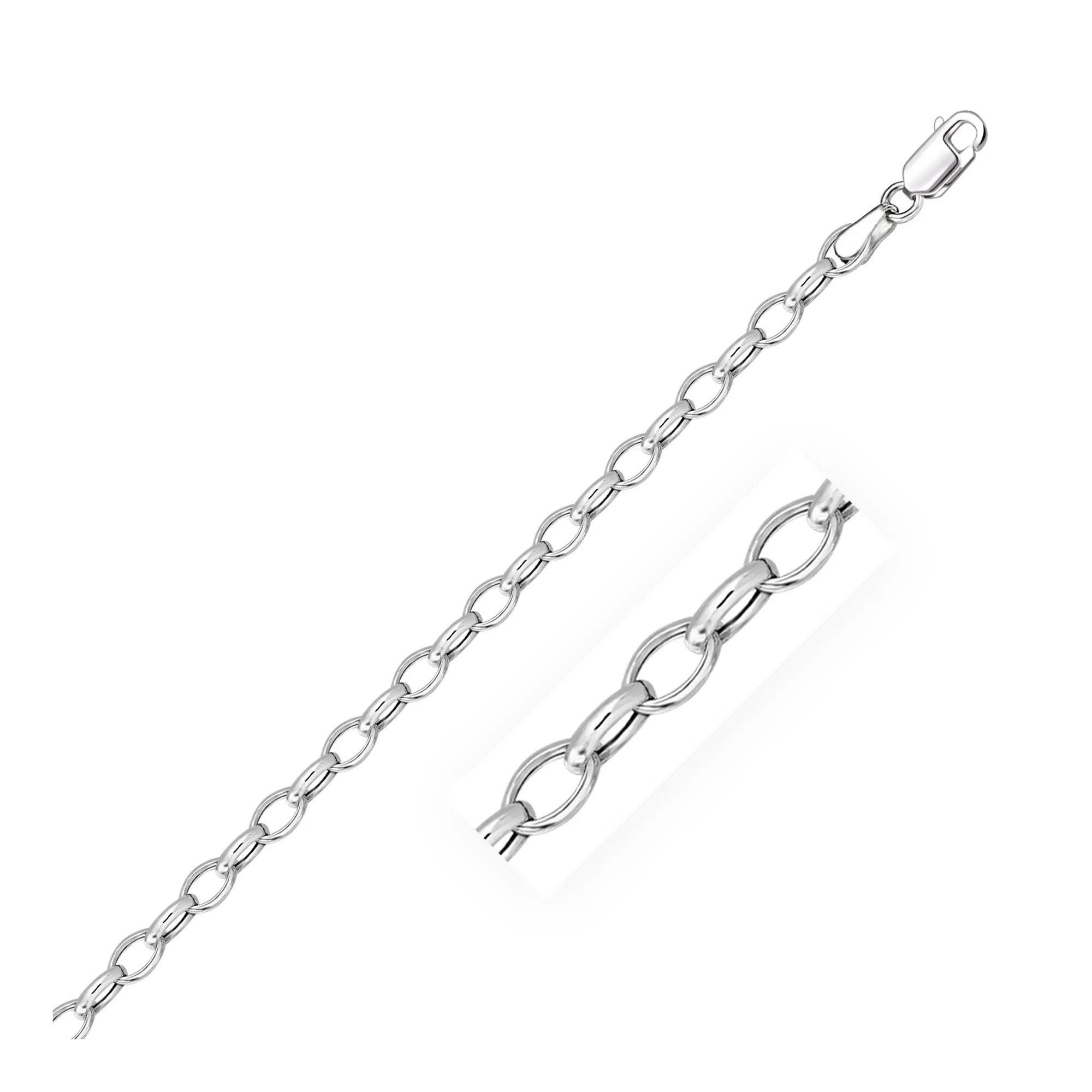 4.6mm 14k White Gold Oval Rolo Chain - Grocery