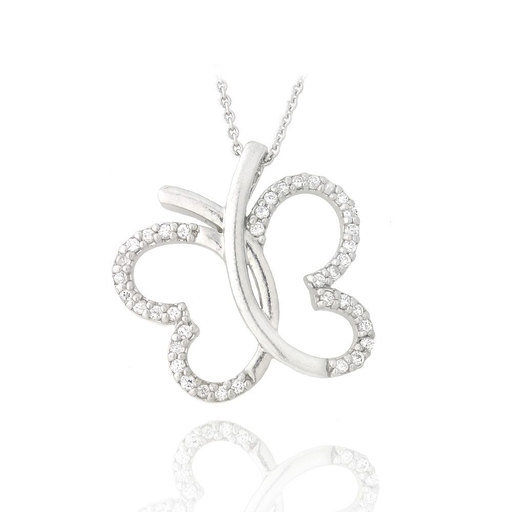 Sterling Silver CZ Butterfly Slide Necklace - Grocery