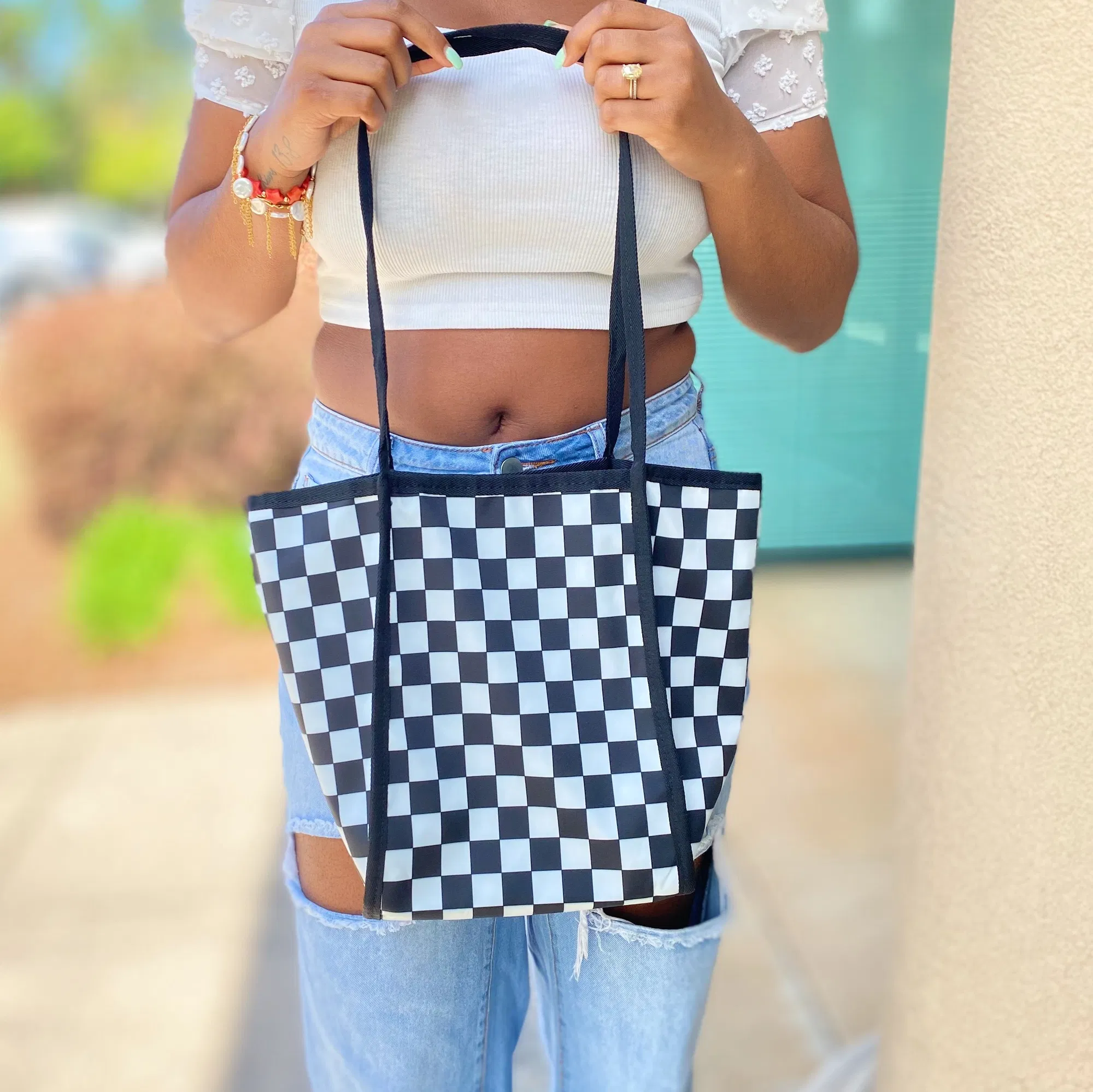 Check Clearly Daily Vinyl Tote - Grocery