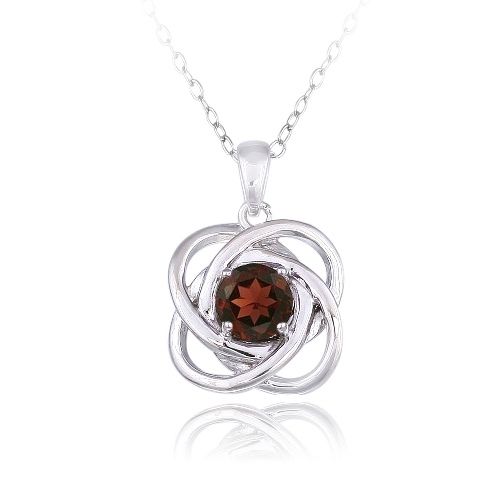 Sterling Silver 5/8ct Garnet Love Knot Necklace - Grocery