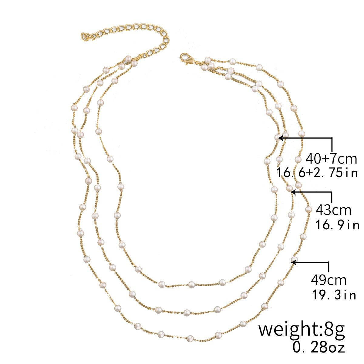 Three Layers Faux Pearl Necklace Fine Design Female Accessories - Grocery