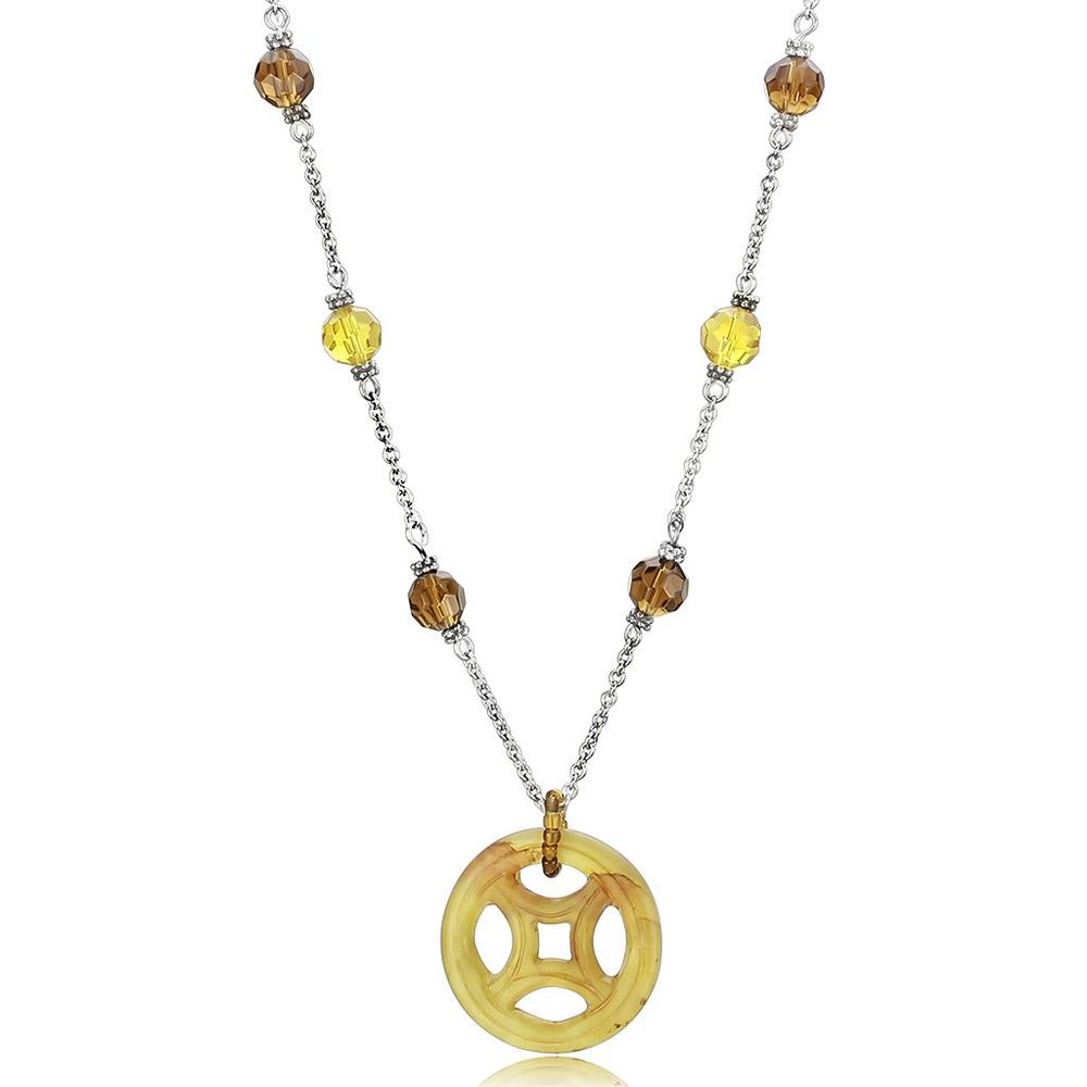 LOS027 - Silver 925 Sterling Silver Necklace with Synthetic Jade in Multi Color - Grocery