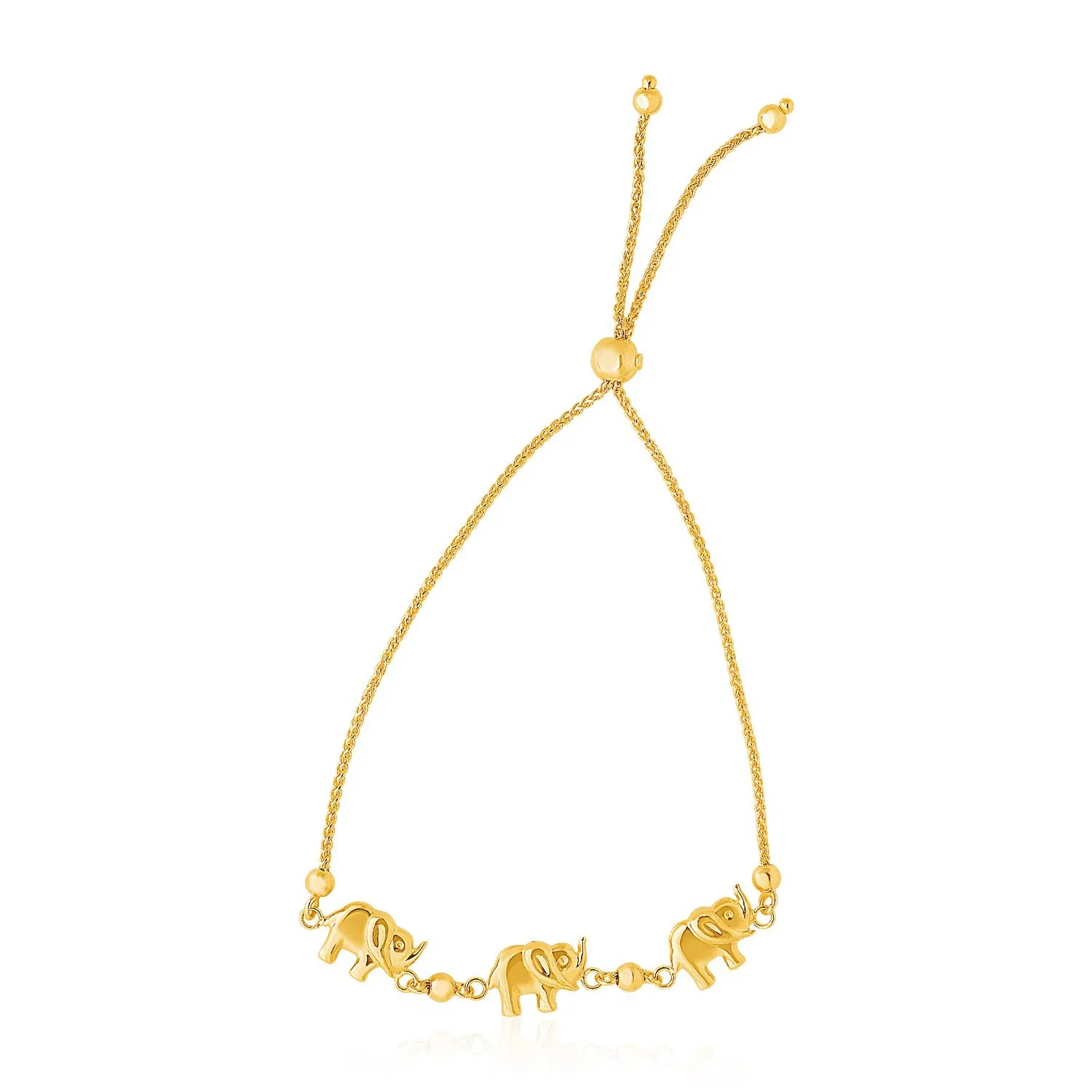 14k Yellow Gold Elephant Station Lariat Style Bracelet - Grocery