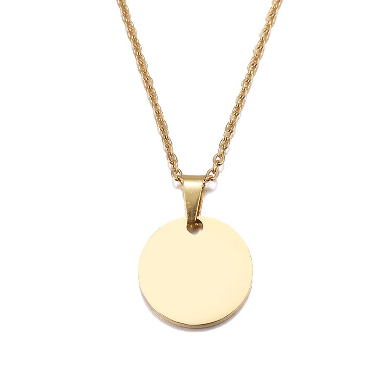 Stainless Steel Necklace Round Circle Pendant For Women Elegant Clavicle Rose Gol dNecklace Wedding Jewelry Wholesale - Grocery