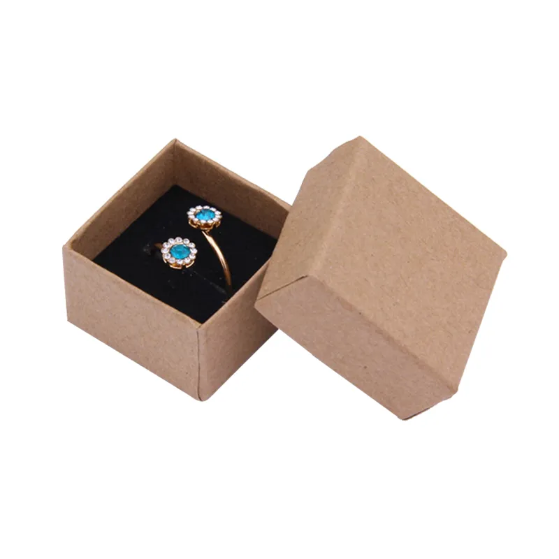 4x4x3cm Ring Box 24pcs Kraft Earrings/Pendant Gift Boxes High Quality Jewelry Organizer Display Paper Packaging Black Sponge - Grocery