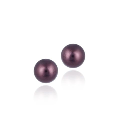 Sterling Silver Burgundy Genuine Swarovski Elements 8mm Pearl Stud Earrings - Grocery