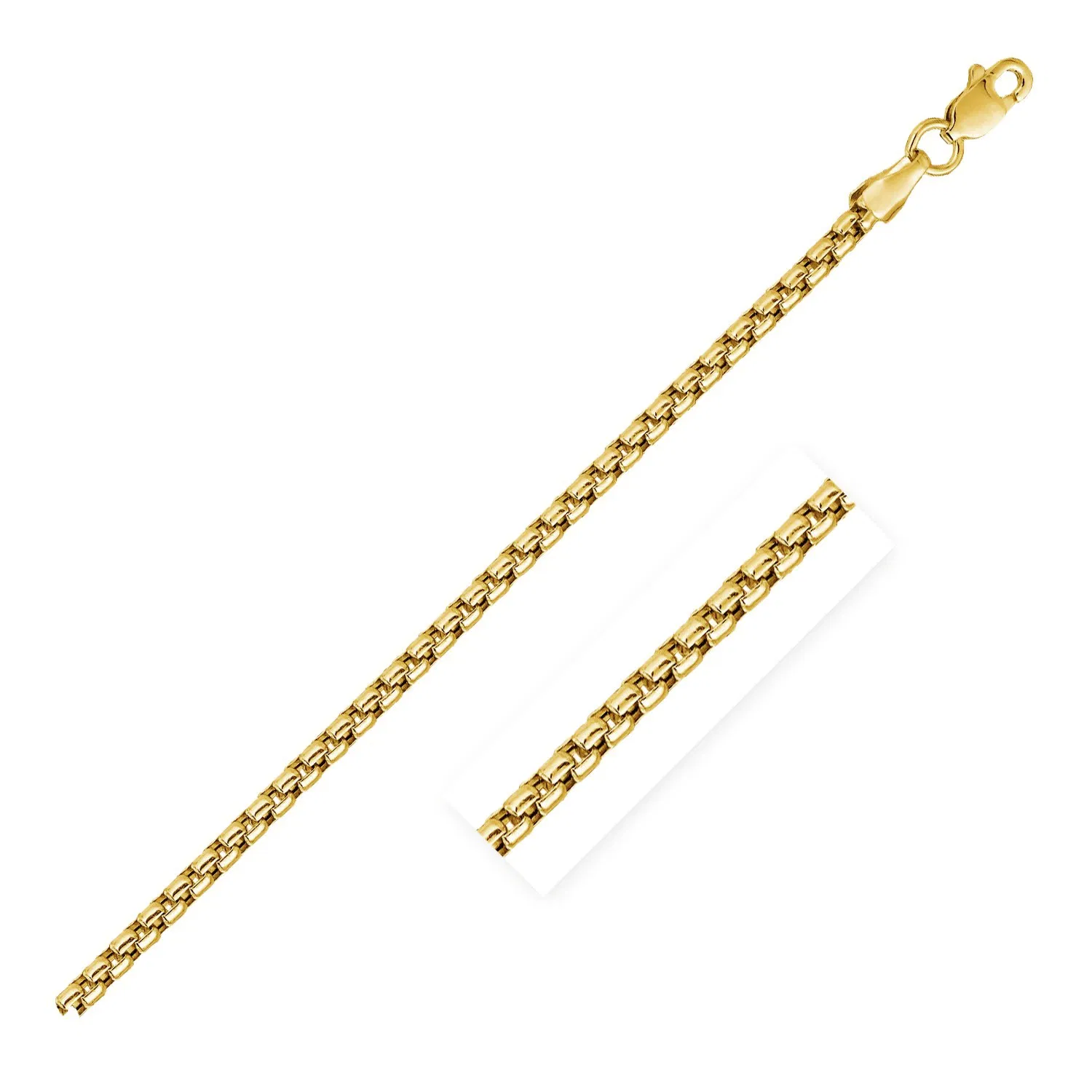14k Yellow Gold Solid Round Box Chain 2.5 mm - Grocery