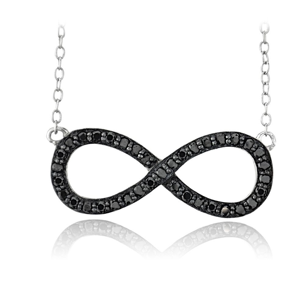 Sterling Silver Black CZ Infinity Necklace - Grocery