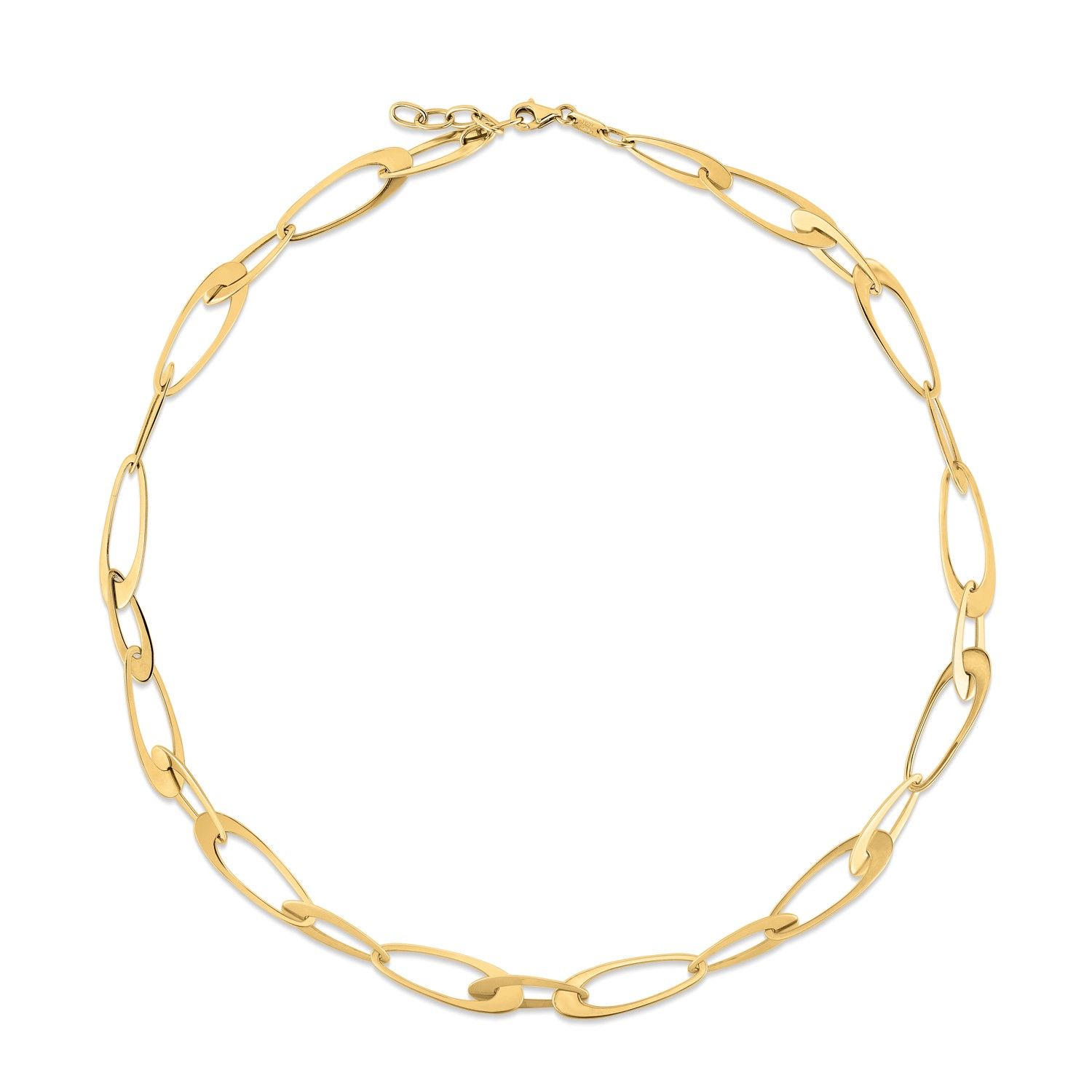 14K Yellow Gold Italian Oval Links Necklace - Grocery