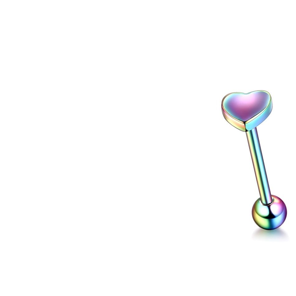 100 316L Cast Stainless Steel Peach Heart Human Body Piercing Accessories Tongue Pin - Grocery