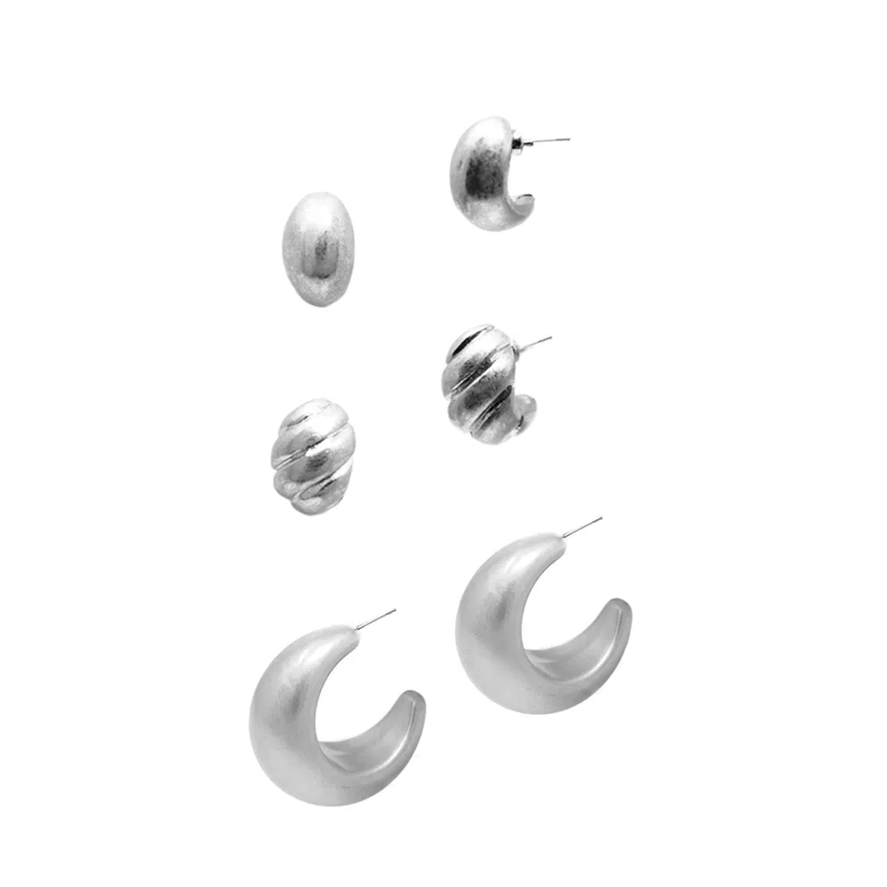 Set Of 3, Perfect Mix Hoop Earrings - Grocery