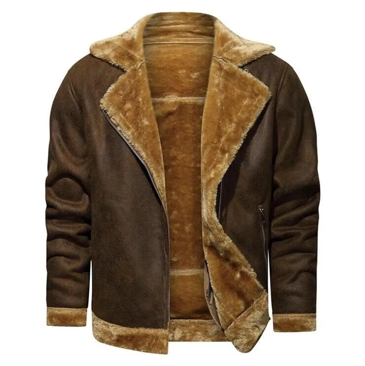 Men's Faux Jacket Motorcycle Bomber Suede - Grocery