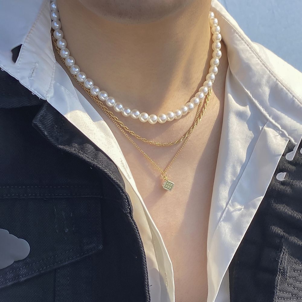 3 Pieces Men's Pendant Pearl Vintage Business Casual Romantic Jewelry - Grocery