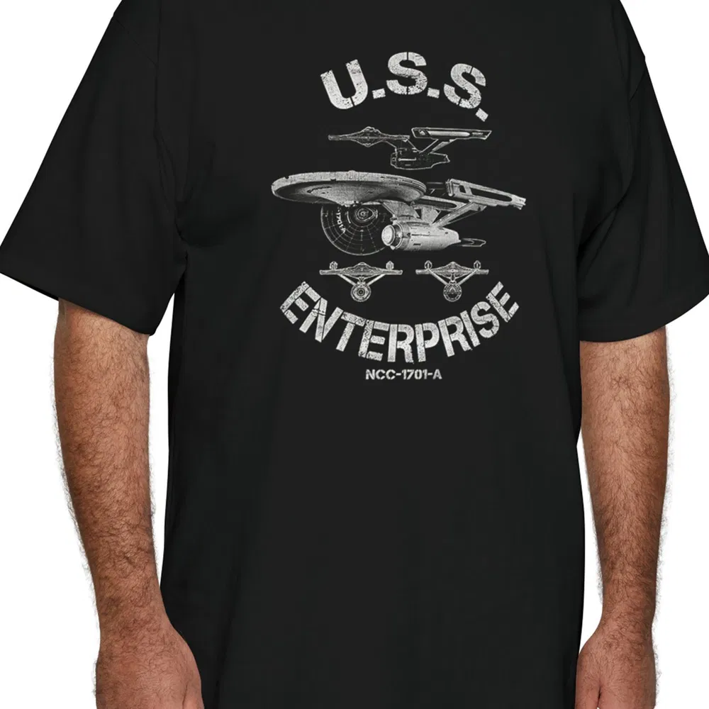 Creative USS Printed T-shirt, Men's Versatile Short Sleeved Round Neck T-shirt, Street Style - Grocery