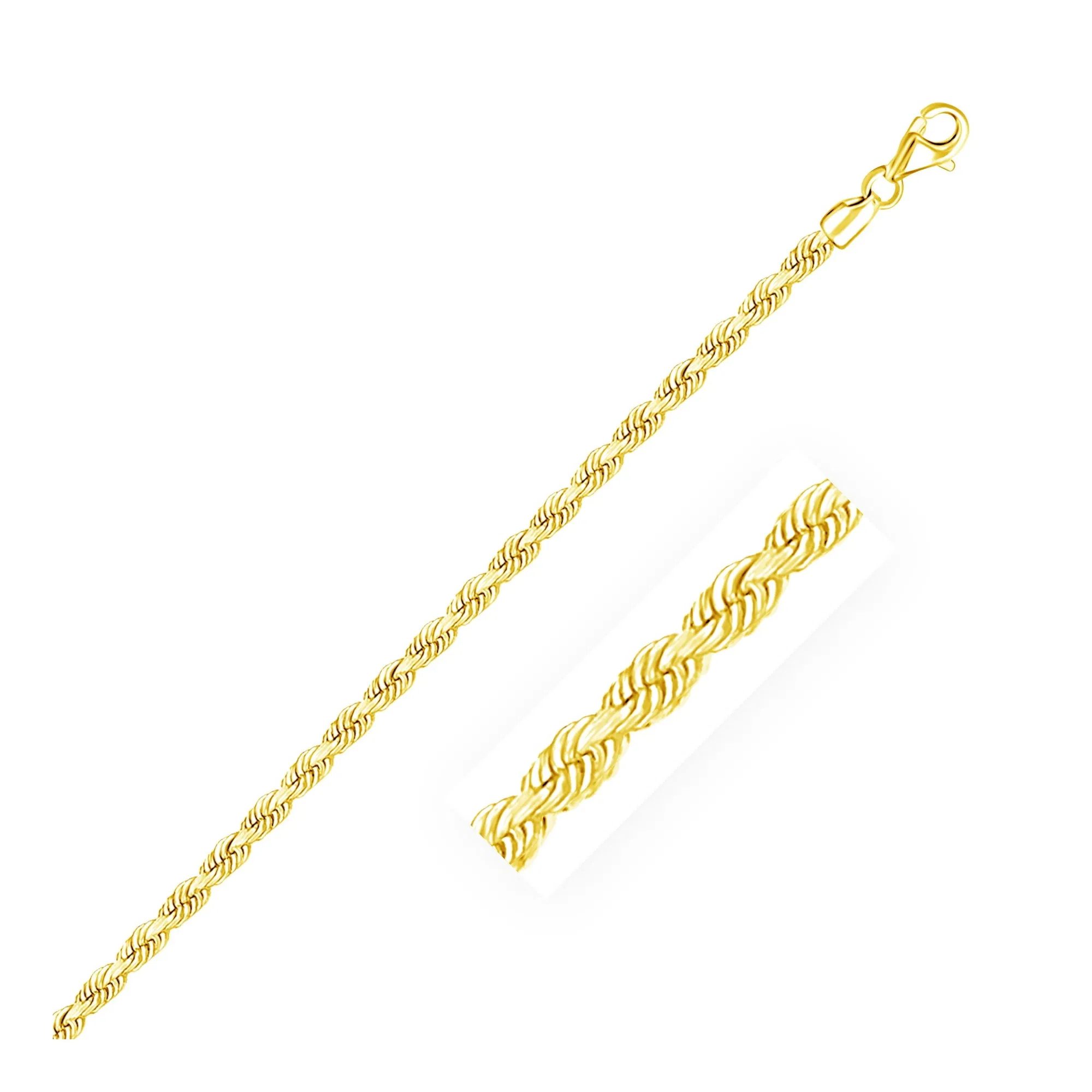 3.0mm 10k Yellow Gold Solid Diamond Cut Rope Bracelet - Grocery