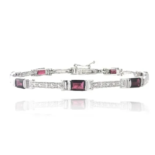 5ct Garnet & Diamond Accent Emerald-Cut Link Bracelet - Grocery