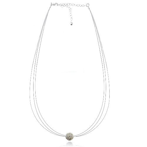 White Crystal Fireball Three Wire Necklace - Grocery
