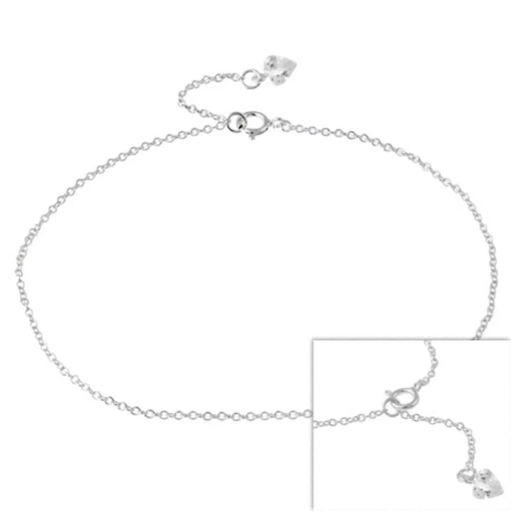 Sterling Silver CZ Heart Anklet - Grocery