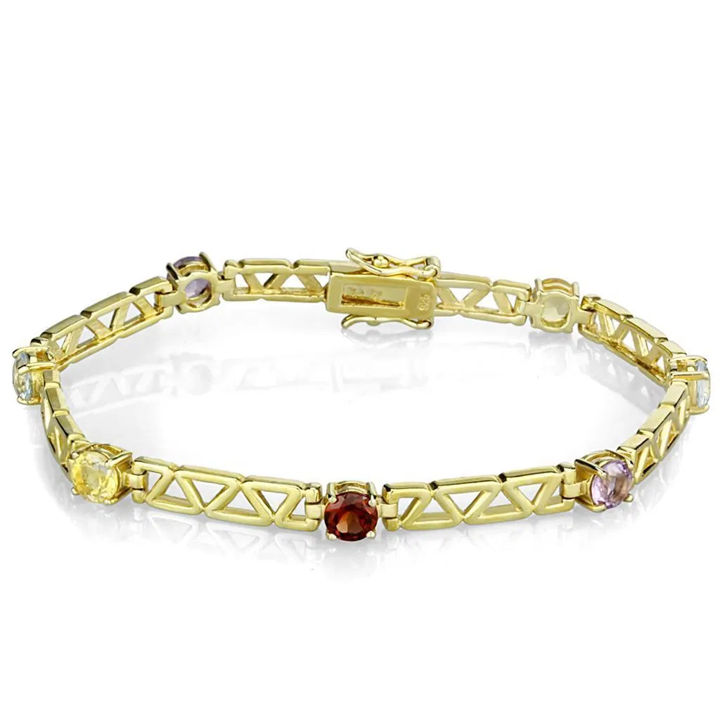 LOS840 - Gold 925 Sterling Silver Bracelet with AAA Grade CZ in Multi Color - Grocery
