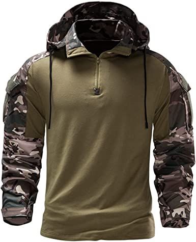 Men's Camouflage Army Tactical T-Shirts Military Shirts Long Sleeve Outdoor T-Shirts Athletic Hoodies - Grocery