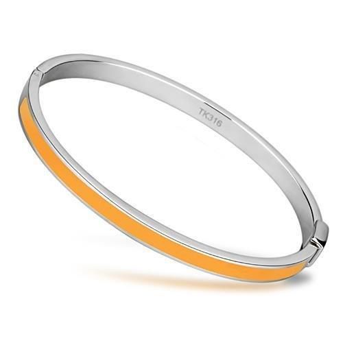 TK749 - High polished (no plating) Stainless Steel Bangle with Epoxy in Topaz - Grocery