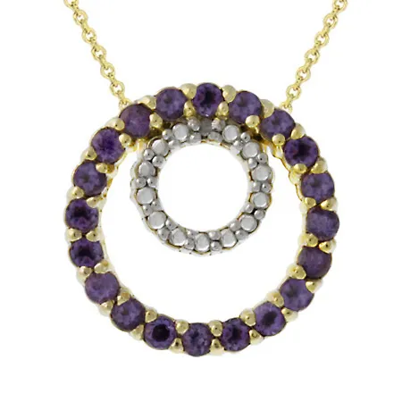 18k Gold over Silver Genuine Diamond Accent & Amethyst Eternity Pendant - Grocery