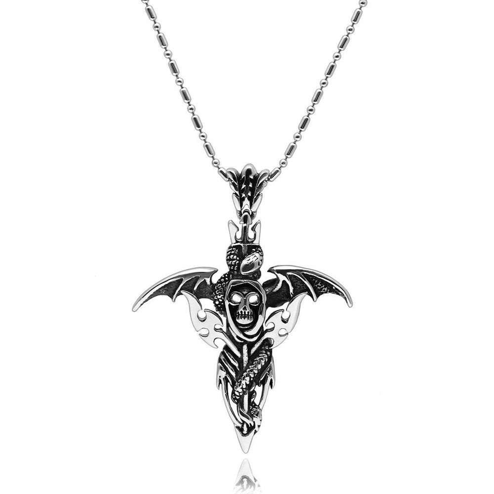 TK562 - High polished (no plating) Stainless Steel Necklace with No Stone - Grocery