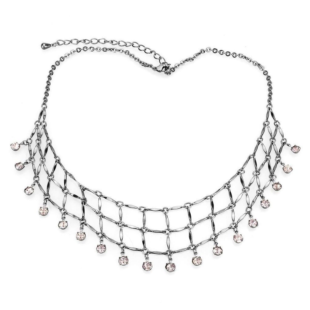 LO4731 - Ruthenium White Metal Necklace with Top Grade Crystal in Light Amethyst - Grocery