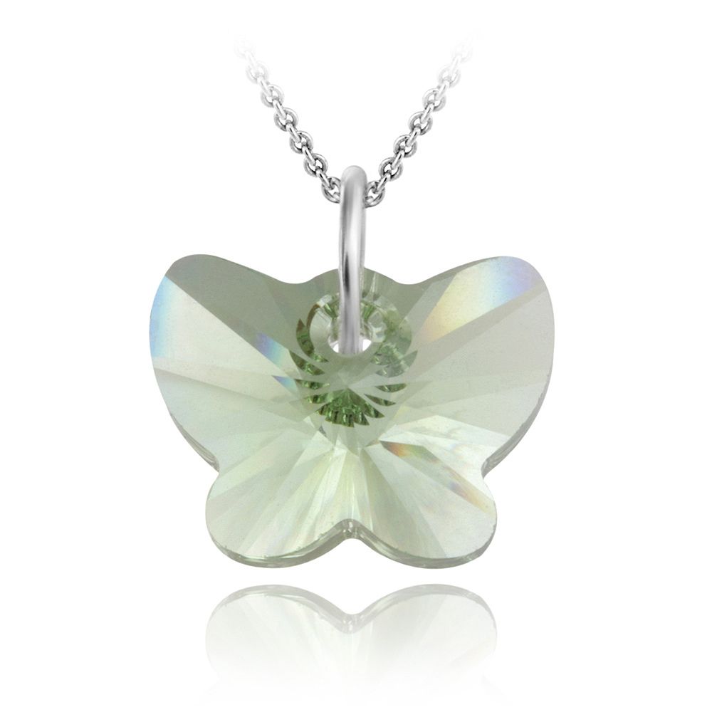 Sterling Silver Peridot Swarovski Elements Butterfly Necklace - Grocery