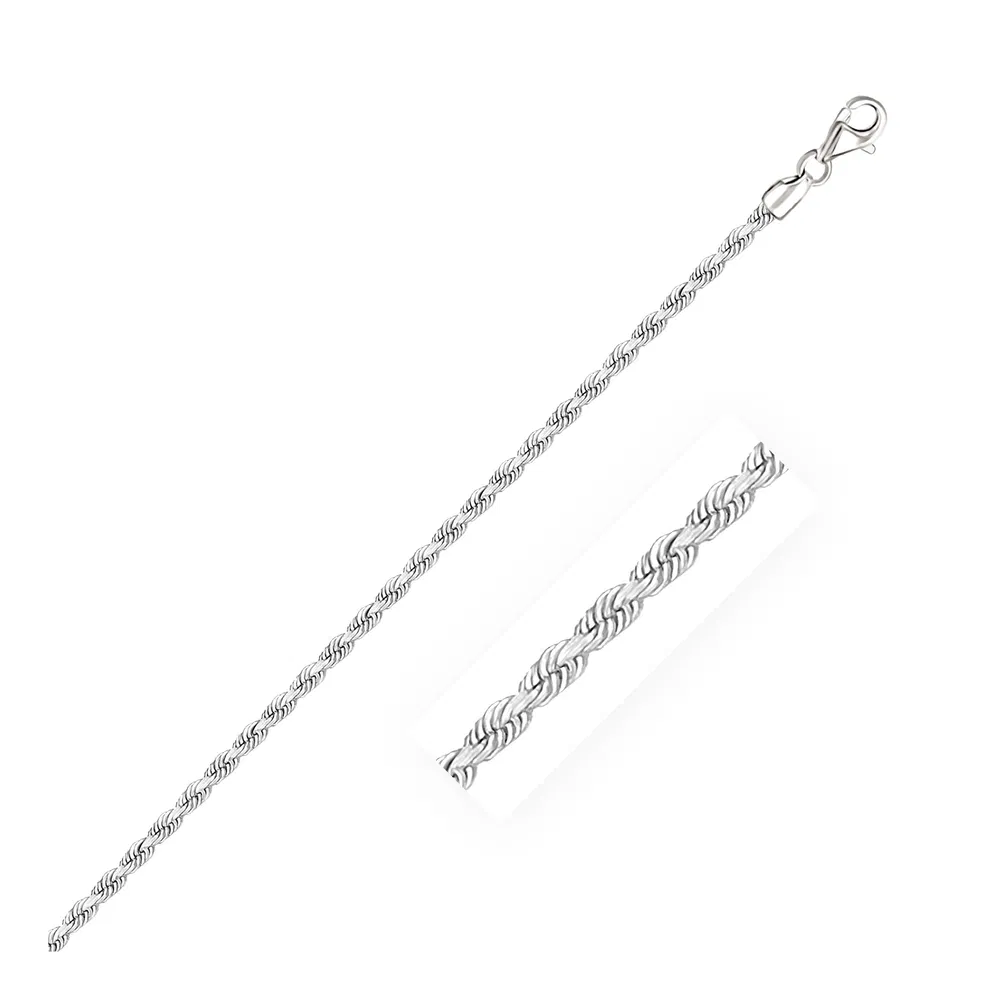 2.5mm 14k White Gold Solid Diamond Cut Rope Bracelet - Grocery