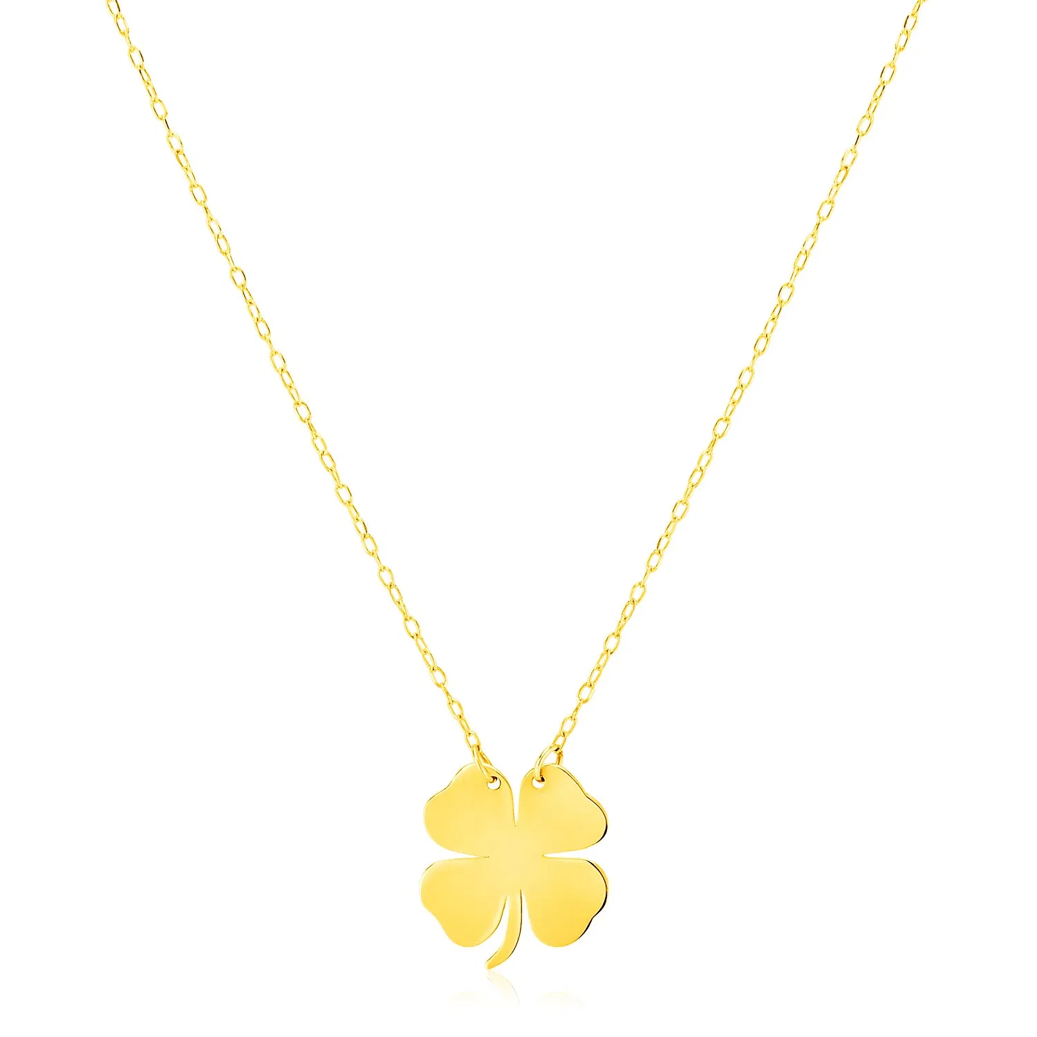 14K Yellow Gold Four Leaf Clover Necklace - Grocery