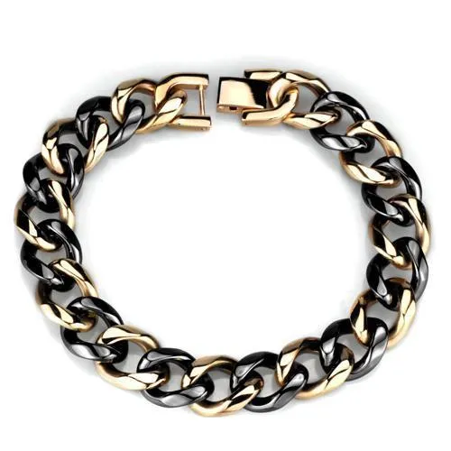 3W1002 - IP Rose Gold(Ion Plating) Stainless Steel Bracelet with Ceramic in Jet - Grocery