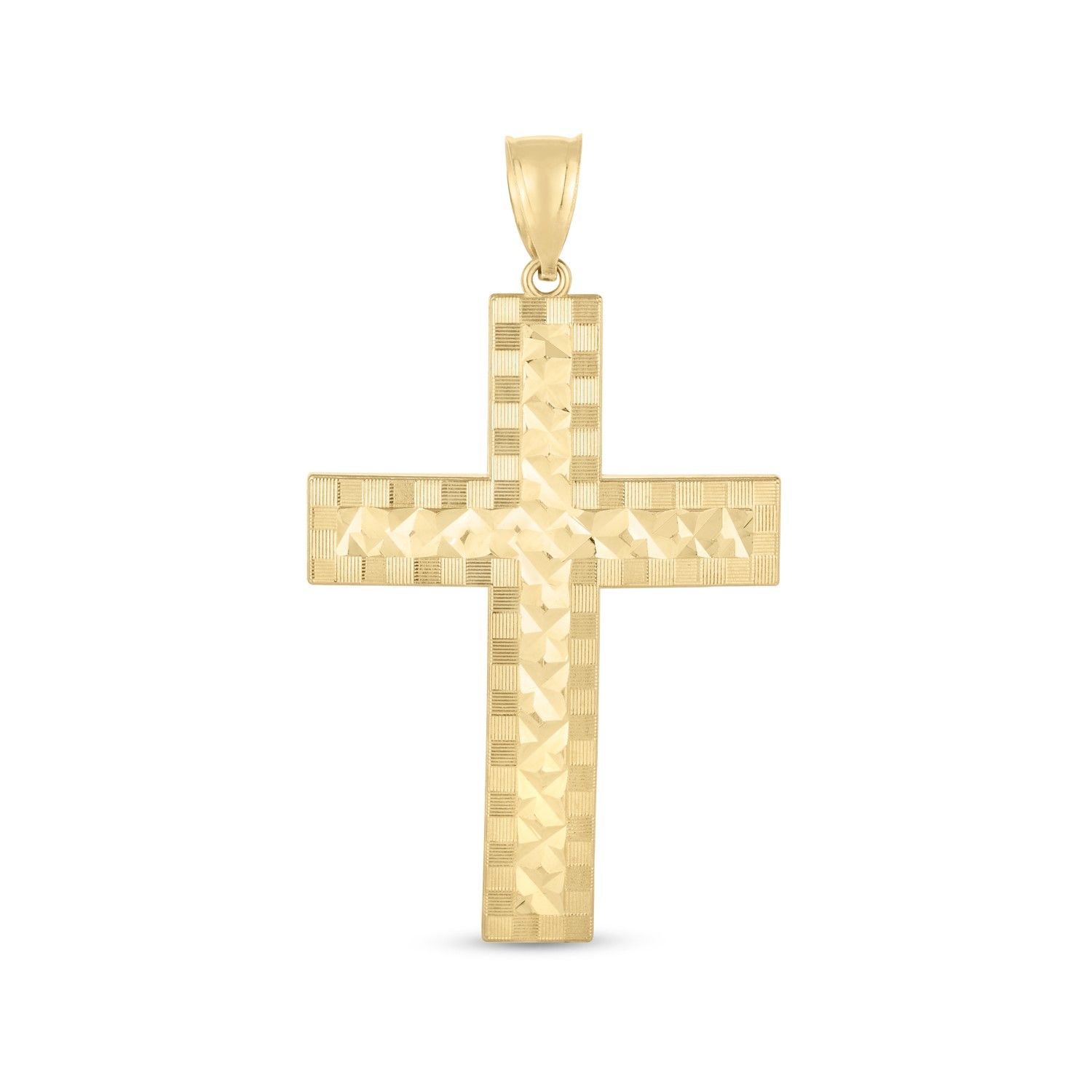 14k Yellow Gold High Polish Diamond Cut Cross Pendant - Grocery