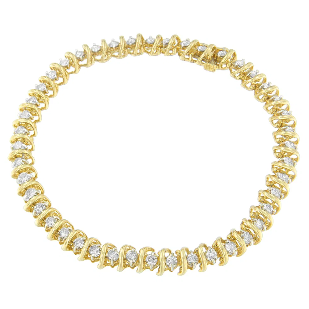 14K Yellow Gold Round Cut Diamond Wrap Bracelet (3.00 cttw, H-I Color, I1-I2 Clarity) - Grocery