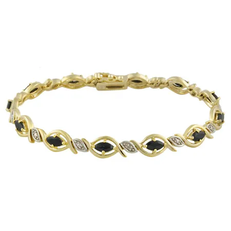 18K Gold over Sterling Silver Sapphire & Diamond Accent Bracelet - Grocery