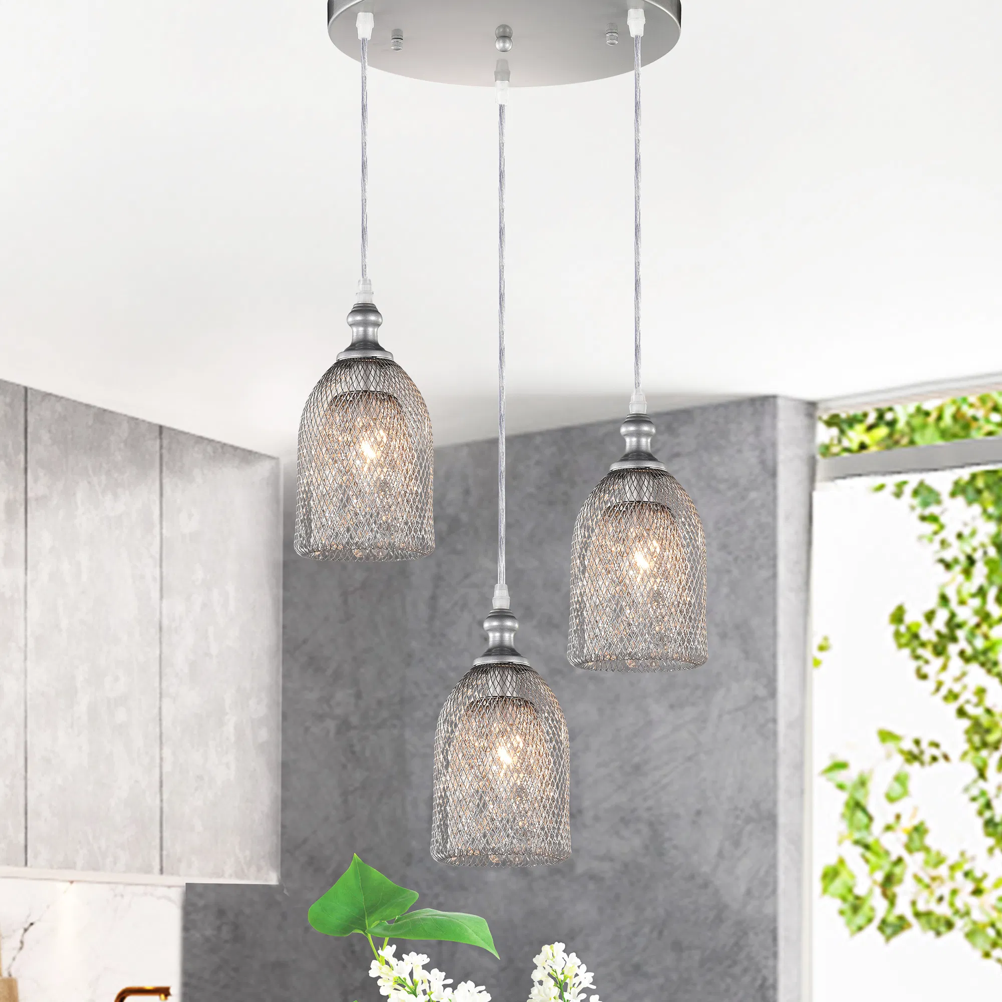 Haydar Silver 3-light Pendant - Grocery