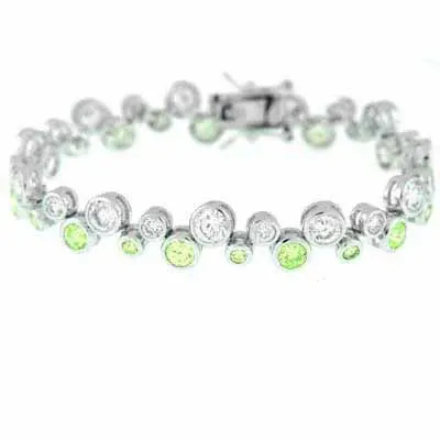 Sterling Silver Light Green & Clear CZ Bubble Bracelet - Grocery