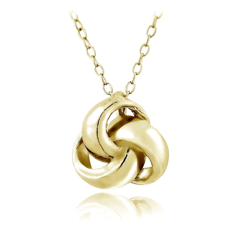 Gold Tone over Sterling Silver Polished Love Knot Necklace - Grocery