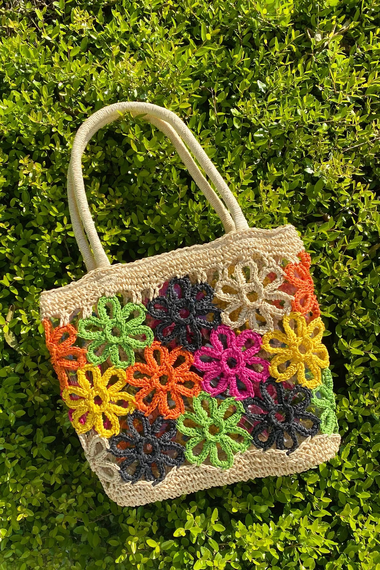 Hand Made Flower Power Tote - Grocery