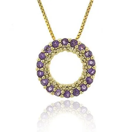 18K Gold over Sterling Silver 1/2ct Amethyst Circle Eternity Pendant - Grocery