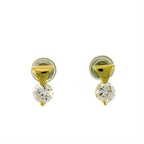 LOA446 - Gold Brass Earrings with AAA Grade CZ in Clear - Grocery